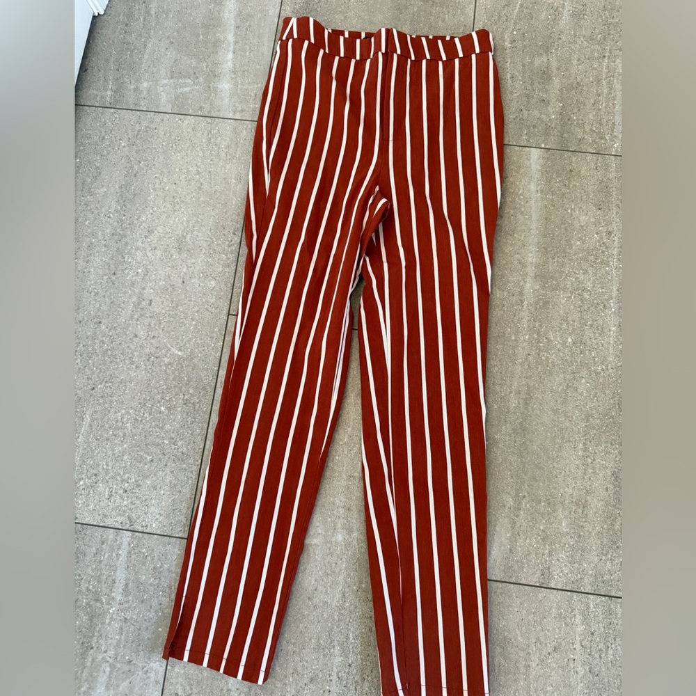 Forever 21 Rust Red Vertical Stripe Pants